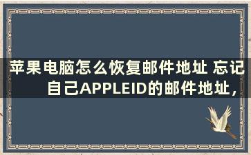 苹果电脑怎么恢复邮件地址 忘记自己APPLEID的邮件地址，怎么办